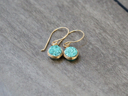 Petite Druzy Drops - Teal
