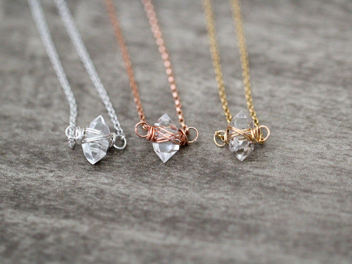 Herkimer Diamond Caged Necklace - As Seen On Law & Order SVU