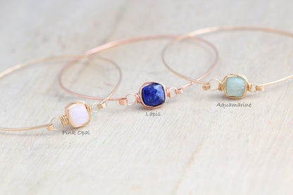 Lapis Lazuli Bezel Wrapped Bangle