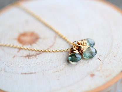 Moss Aquamarine Trio Necklace