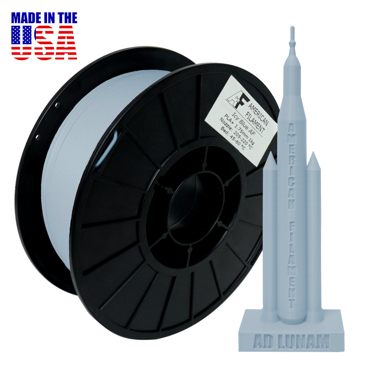 Eisblau AF 1.75mm PLA+ Filament, Hergestellt in den USA!