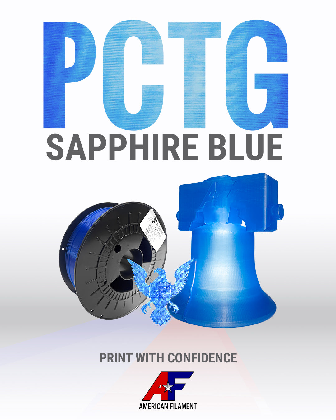 Filamento PCTG Azul Zafiro Transparente AF 1.75mm ¡Hecho en EE. UU.!