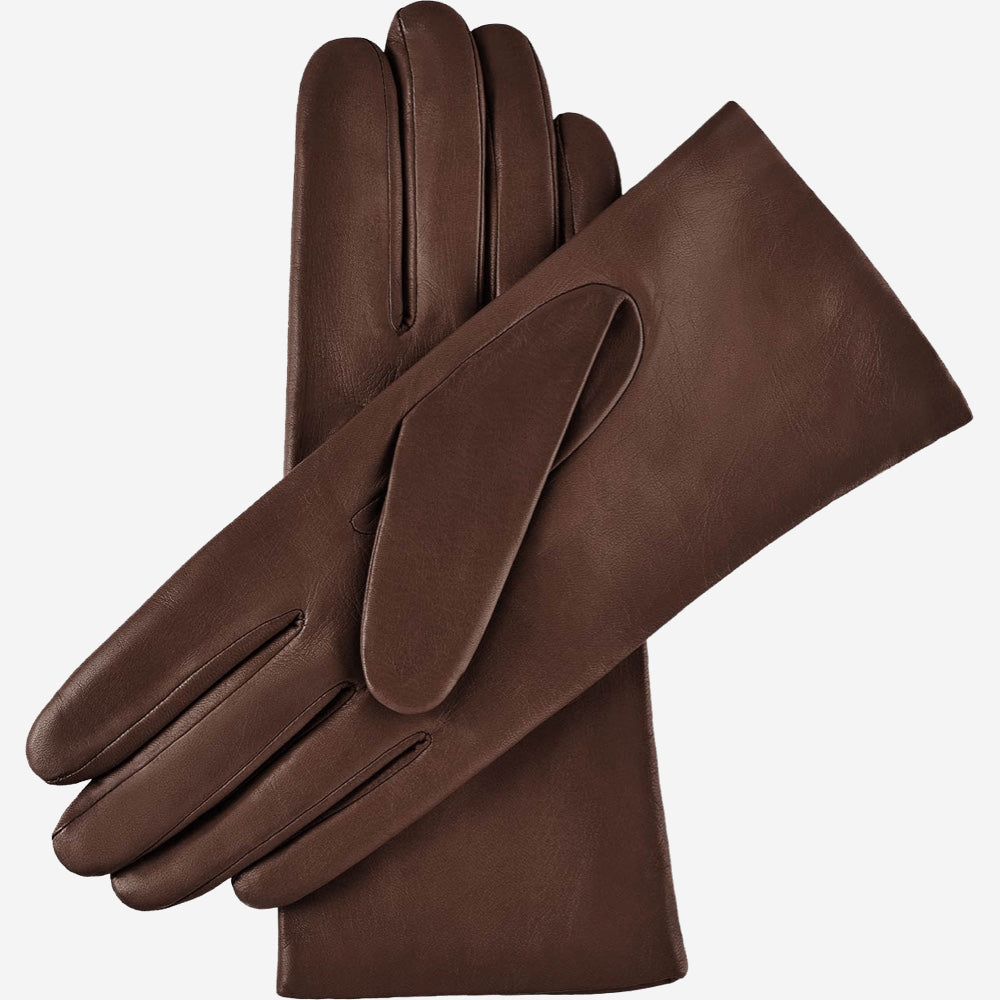 Isabella (brown) - Italian lambskin leather gloves with cashmere lining — photo 3 of 10