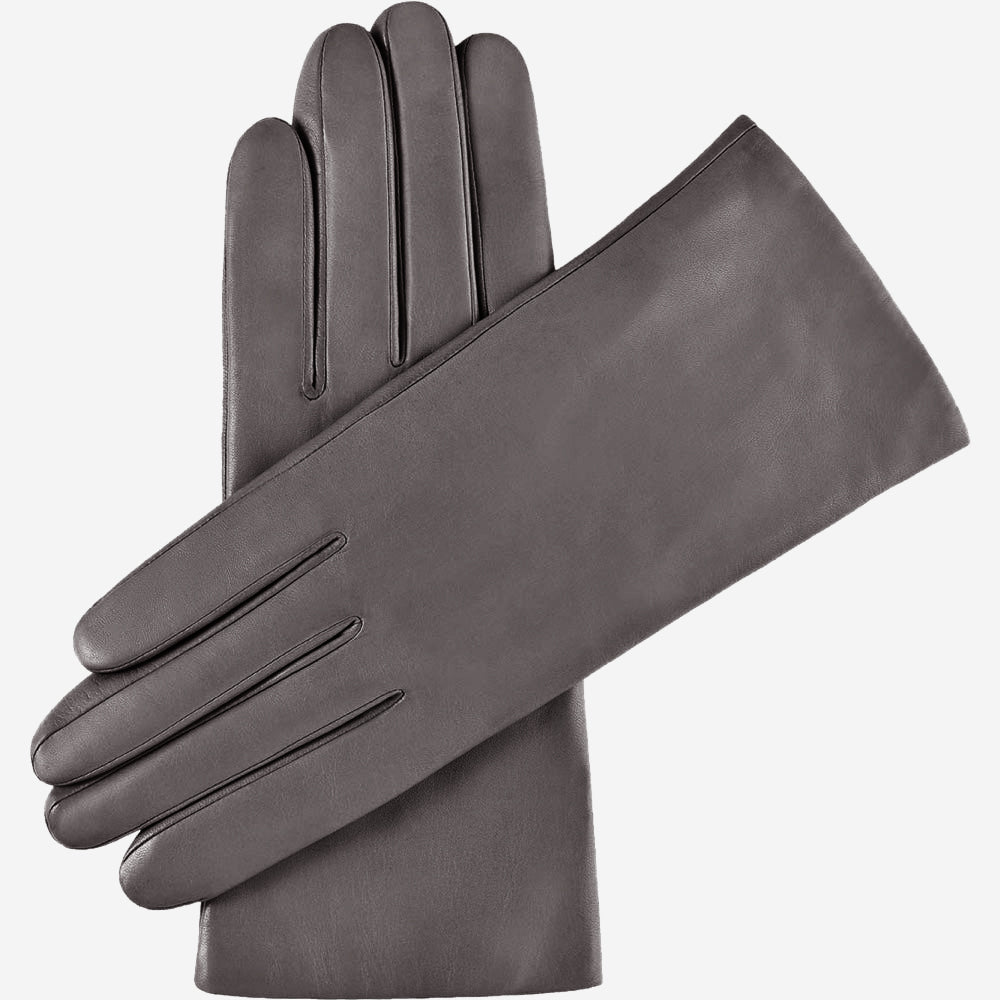 Isabella (dark grey) - Italian lambskin leather gloves with cashmere lining — photo 1 of 9