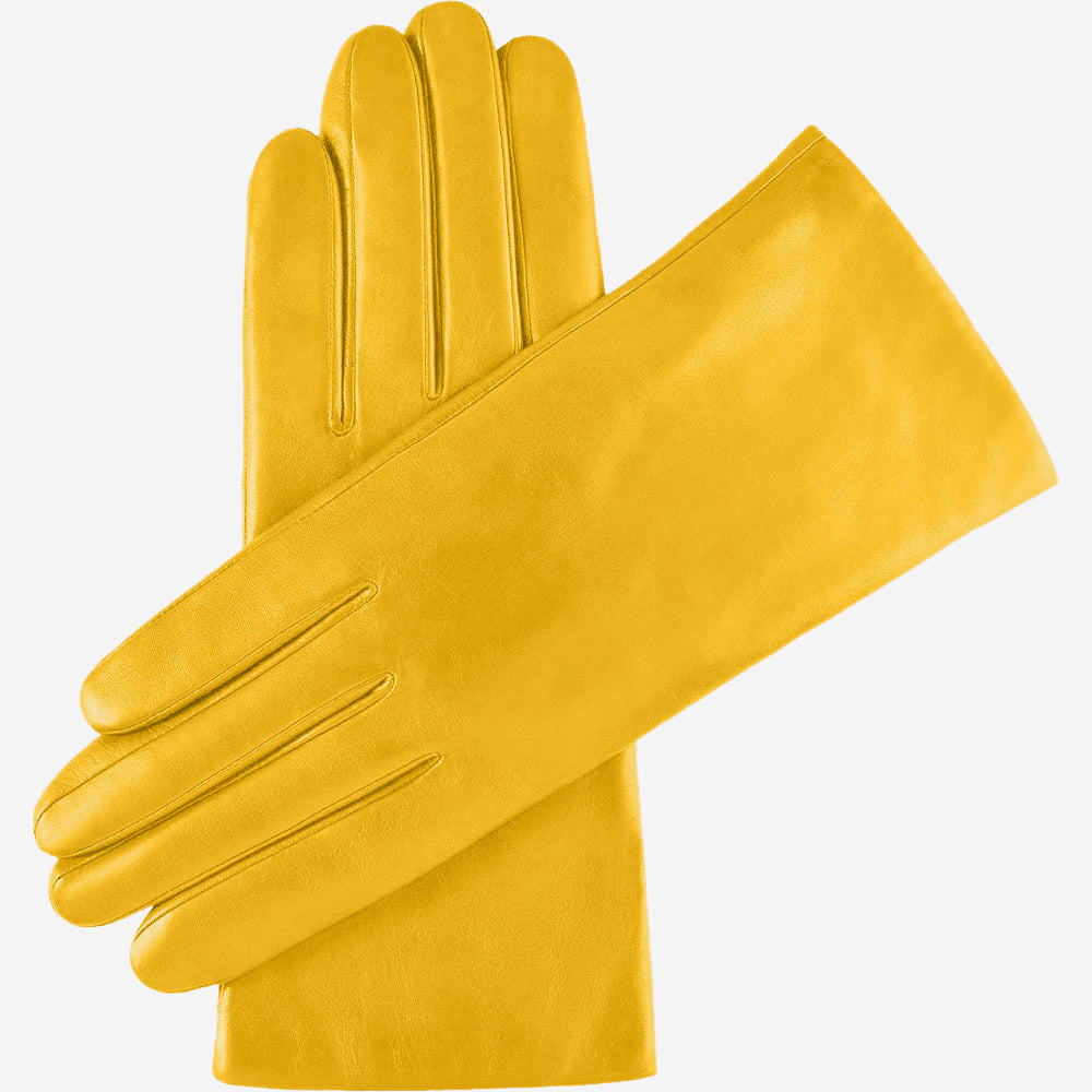 Isabella (yellow) - Italian lambskin leather gloves with luxurious cashmere lining — photo 1 of 10