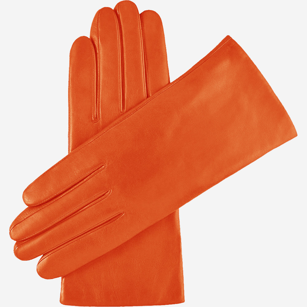 Isabella (orange) - Italian lambskin leather gloves with luxurious cashmere lining — photo 1 of 10