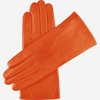 Isabella (orange) - Italian lambskin leather gloves with luxurious cashmere lining — photo 1 of 10