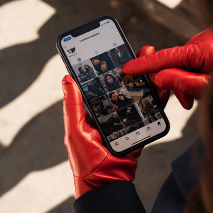 Isabella (red) - Italian lambskin leather gloves with cashmere lining & touchscreen feature — photo 6 of 10