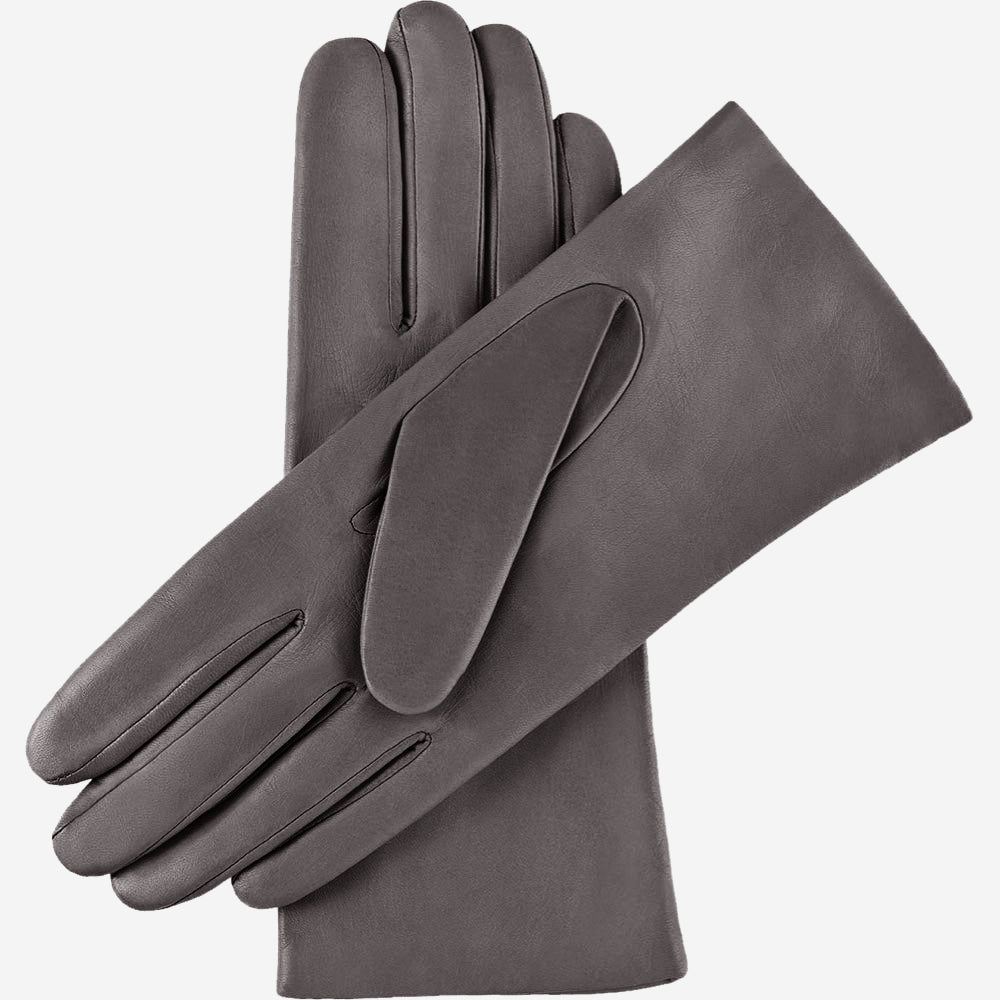 Isabella (dark grey) - Italian lambskin leather gloves with cashmere lining — photo 2 of 9