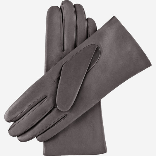Isabella (dark grey) - Italian lambskin leather gloves with cashmere lining — photo 2 of 9