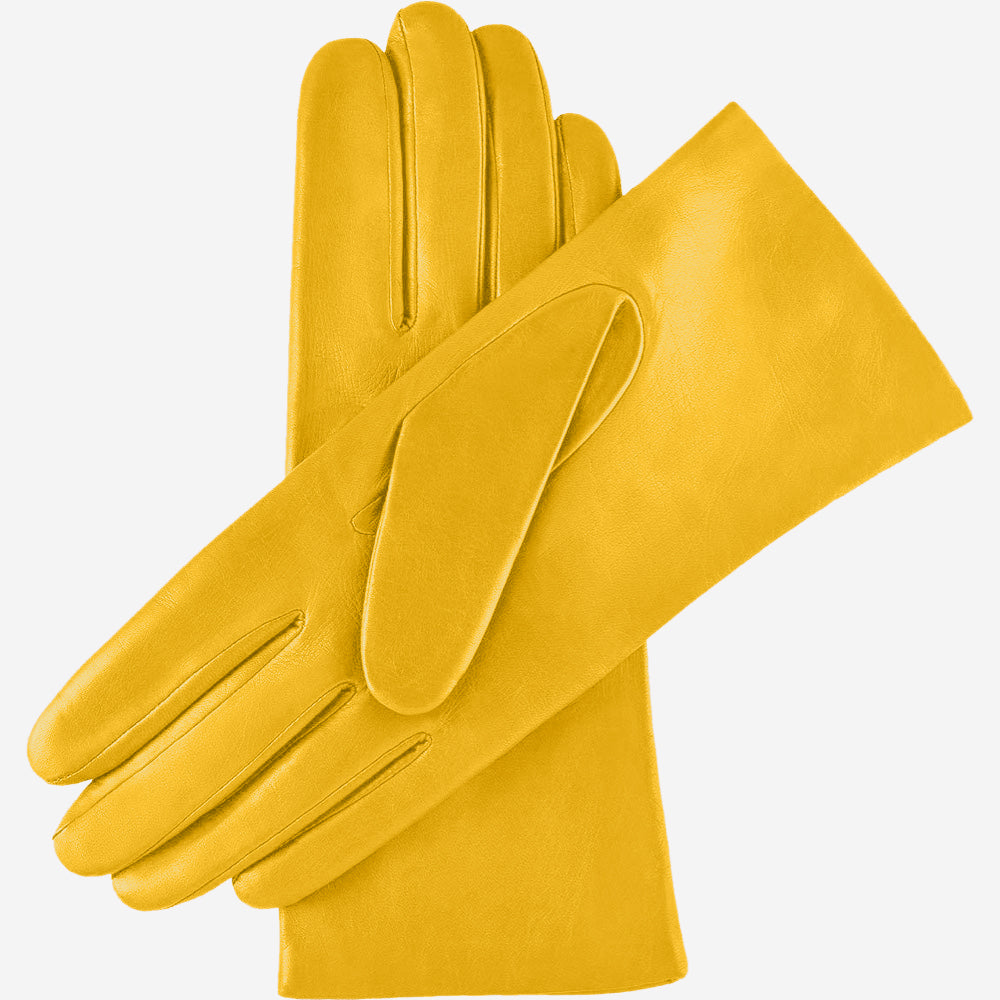 Isabella (yellow) - Italian lambskin leather gloves with luxurious cashmere lining — photo 3 of 10