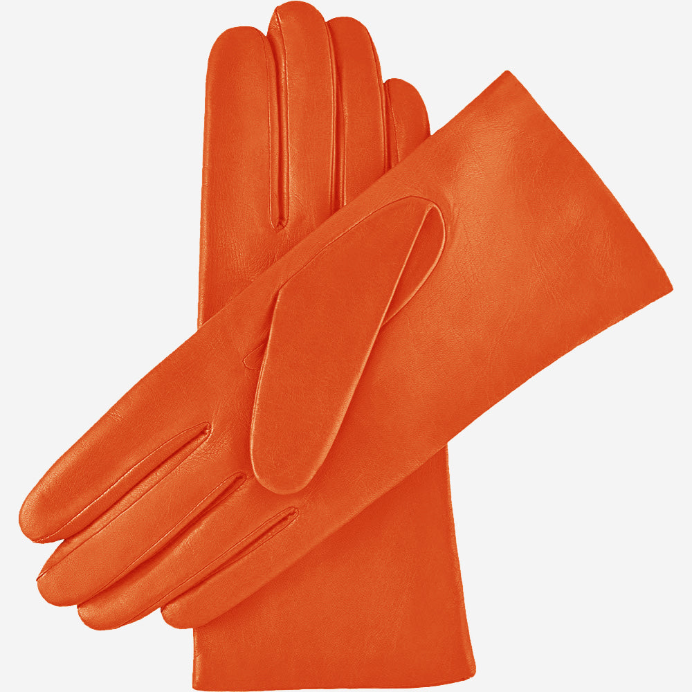 Isabella (orange) - Italian lambskin leather gloves with luxurious cashmere lining — photo 4 of 10