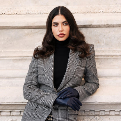Isabella (navy) - Italian lambskin leather gloves with cashmere lining & touchscreen feature — photo 8 of 10