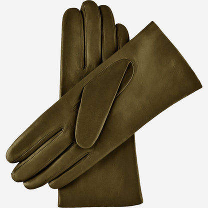 Isabella (green) - Italian lambskin leather gloves with luxurious cashmere lining — photo 3 of 10
