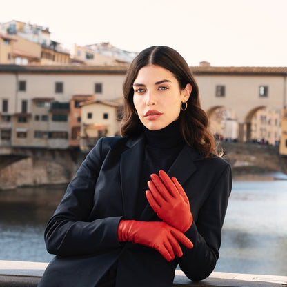 Sofia (red) - Italian lambskin leather gloves with silk lining — photo 5 of 10