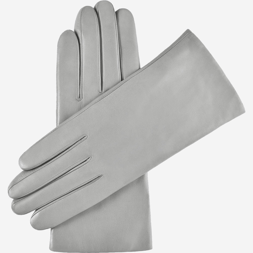 Isabella (grey) - Italian lambskin leather gloves with cashmere lining — photo 1 of 9