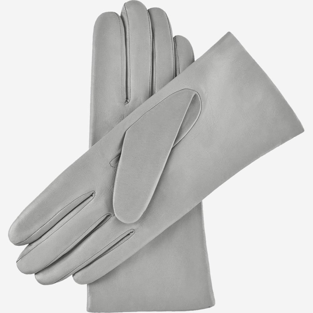 Isabella (grey) - Italian lambskin leather gloves with cashmere lining — photo 2 of 9