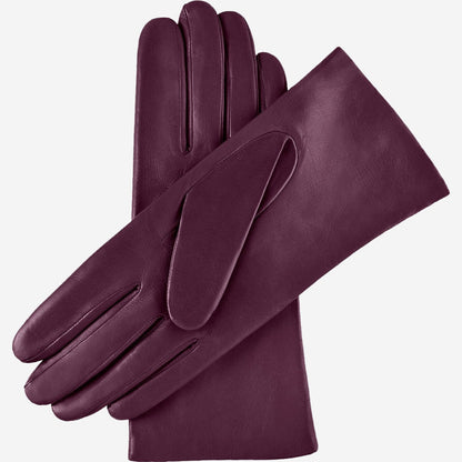 Isabella (eggplant) - Italian lambskin leather gloves with cashmere lining — photo 3 of 10