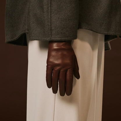 Isabella (brown) - Italian lambskin leather gloves with cashmere lining — photo 10 of 10