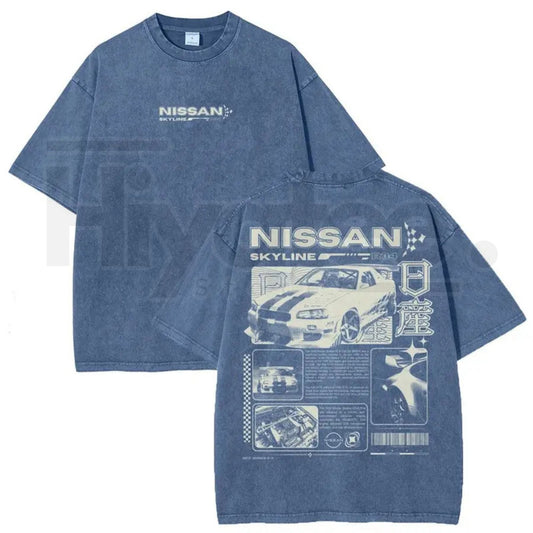 JDM Sports Car Vintage Washed T-Shirt – Oversized Denim Style Streetwear Graphic Tee — photo 1 of 10