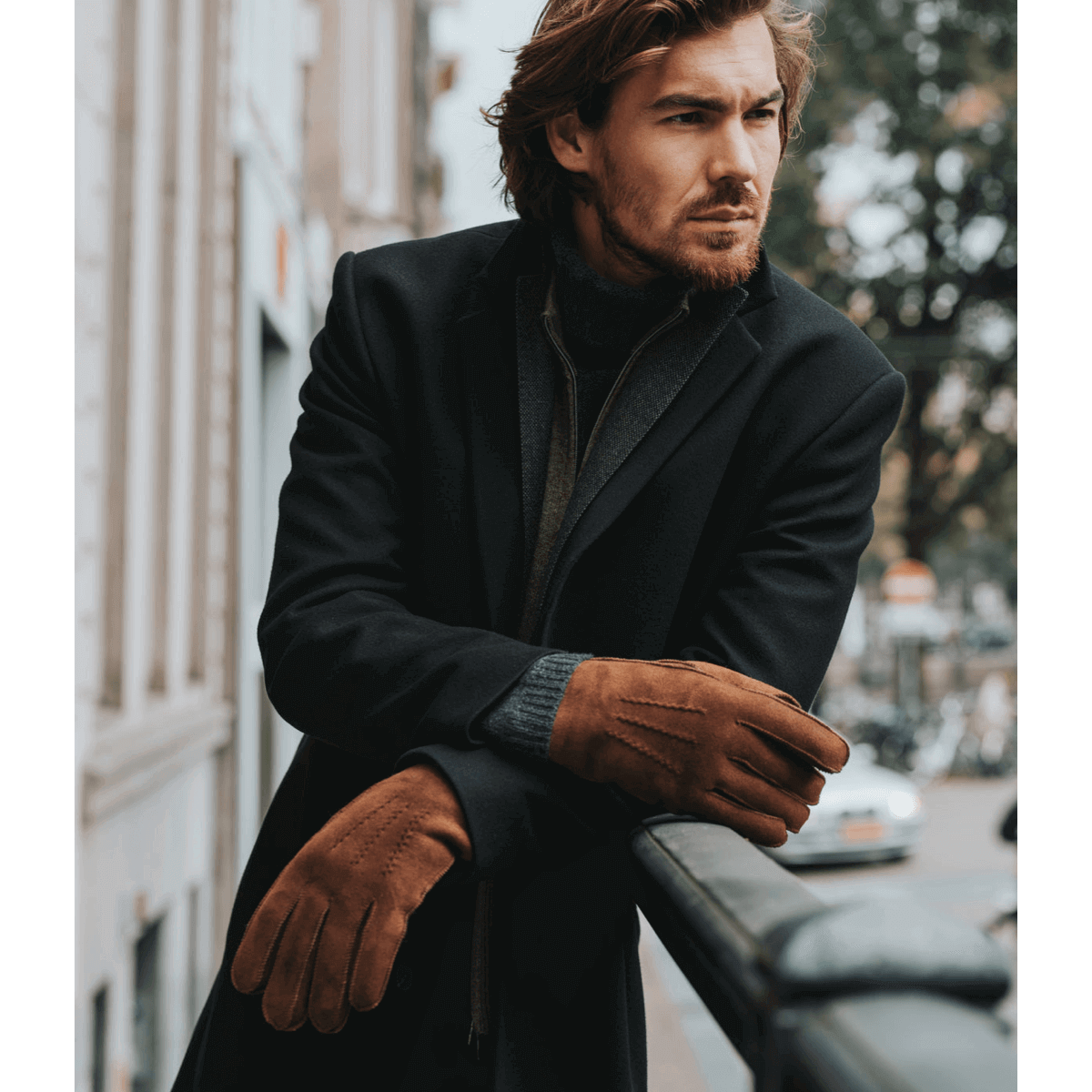 Jack (brown) – Suede leather gloves with luxurious sheep fur lining — photo 4 of 8
