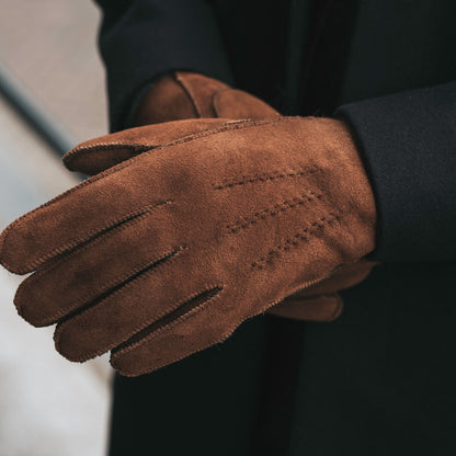Jack (brown) – Suede leather gloves with luxurious sheep fur lining — photo 3 of 8