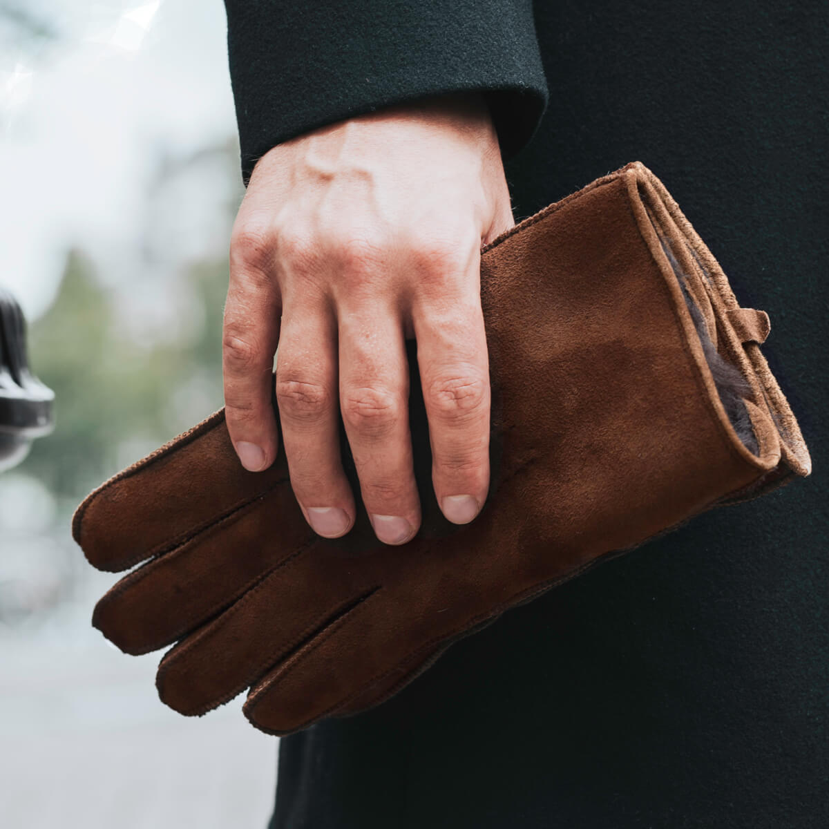 Jack (brown) – Suede leather gloves with luxurious sheep fur lining — photo 5 of 8