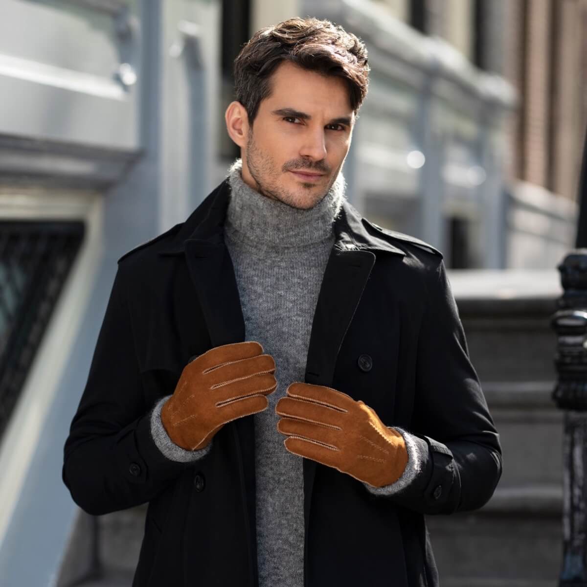 Jack (camel) – Suede leather gloves with luxurious sheep fur lining — photo 5 of 7