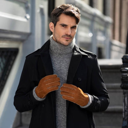 Jack (camel) – Suede leather gloves with luxurious sheep fur lining — photo 5 of 7