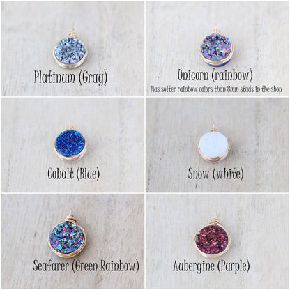 Druzy Bezel Drops (Multiple Colors) - As Seen in DaySpa Magazine