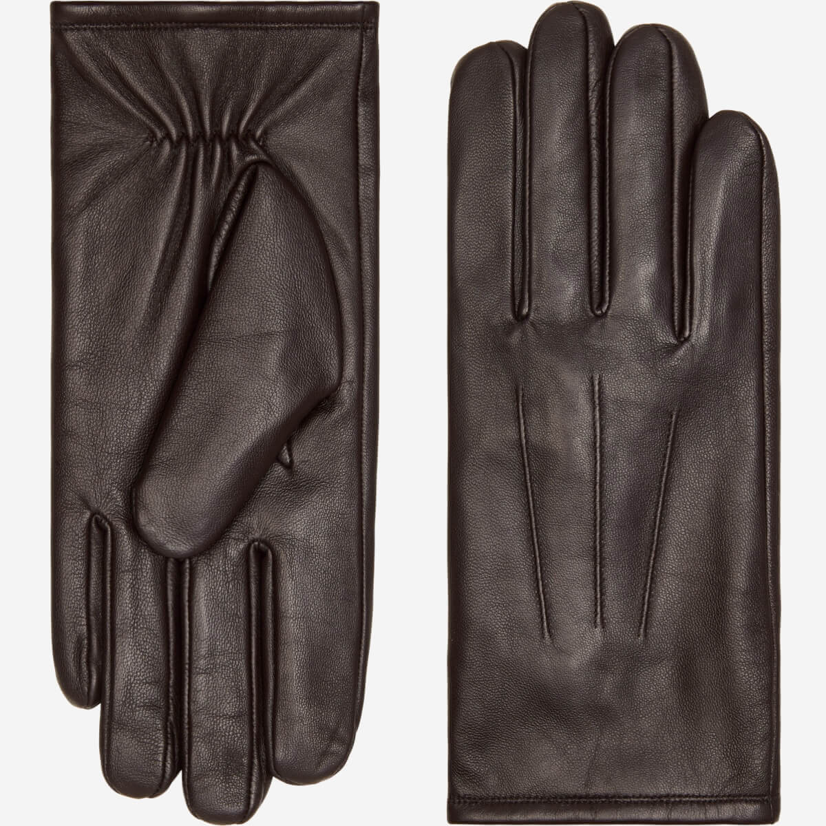 Julian (dark brown) - Classic sheepskin leather gloves with warm fleece lining and touchscreen feature — photo 1 of 9