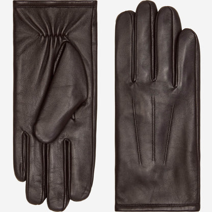 Julian (dark brown) - Classic sheepskin leather gloves with warm fleece lining and touchscreen feature — photo 1 of 9