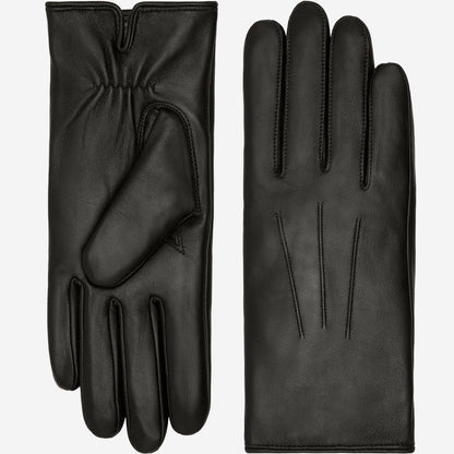 Julietta (black) - Lambskin leather gloves with plush rabbit fur lining and touchscreen feature — photo 1 of 10