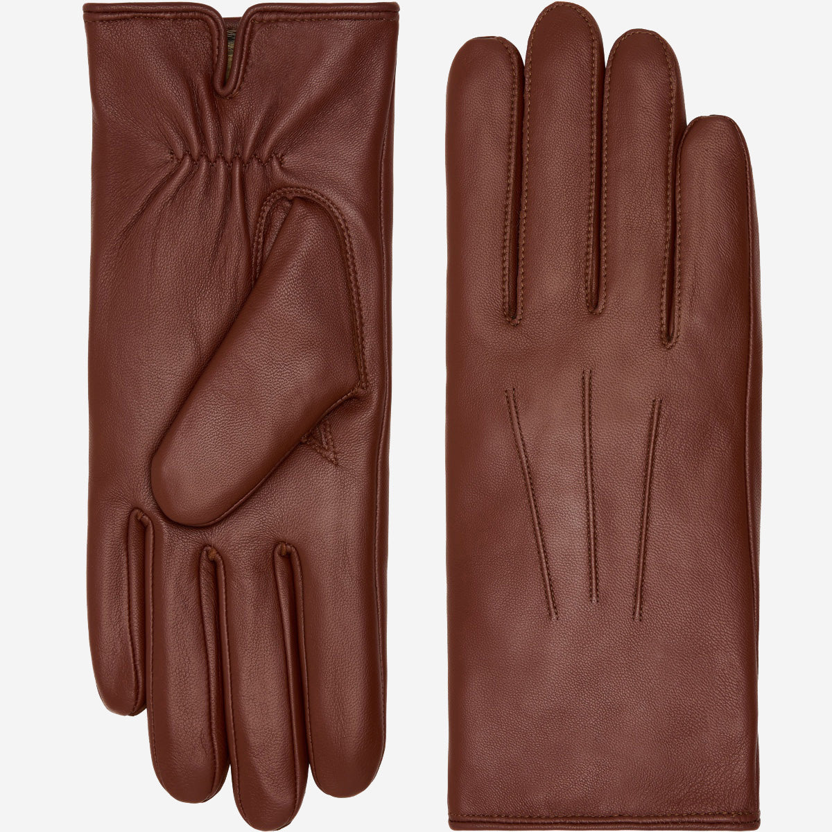Julietta (brown) - Lambskin leather gloves with plush rabbit fur lining and touchscreen feature — photo 1 of 10
