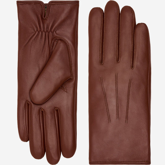 Julietta (brown) - Lambskin leather gloves with plush rabbit fur lining and touchscreen feature — photo 1 of 10