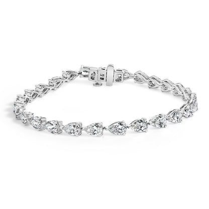 IGI Certified 14K White Gold 12.0 Cttw Pear Cut Lab Grown Diamond Tennis Bracelet