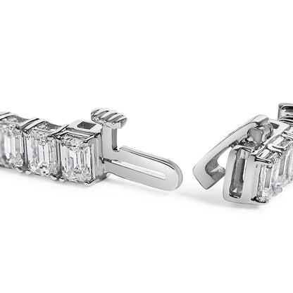IGI Certified 14K White Gold 10.0 Cttw Emerald Cut Lab Grown Diamond Tennis Bracelet