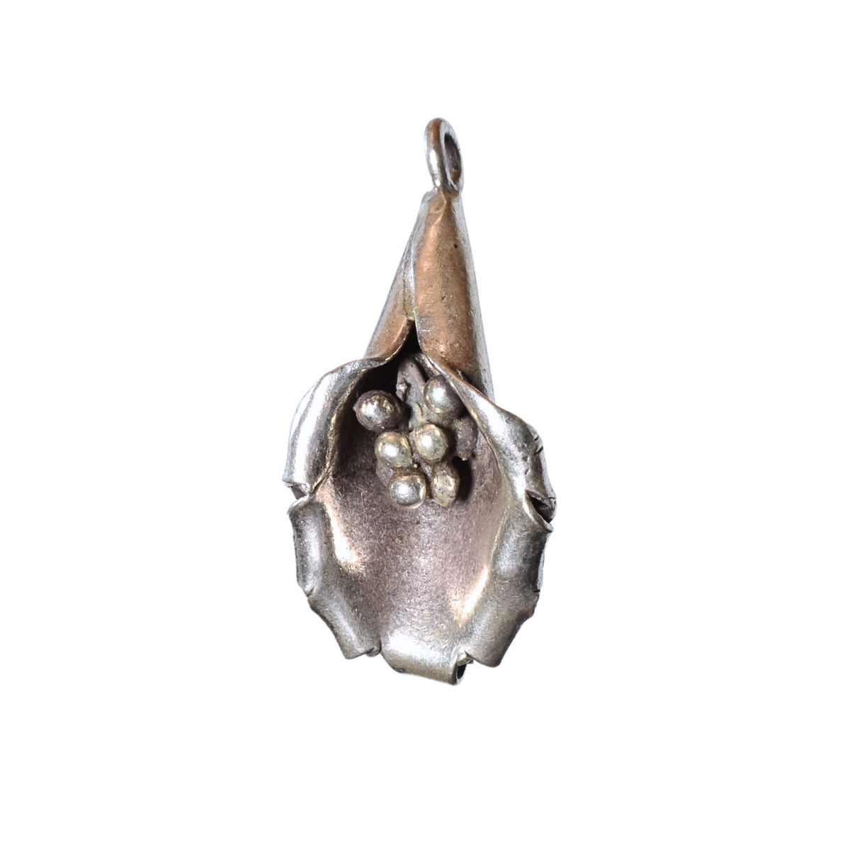 Vintage Sterling Silver Calla Lily Charm Pendant - 34mm Floral Design