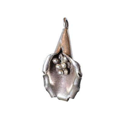 Vintage Sterling Silver Calla Lily Charm Pendant - 34mm Floral Design