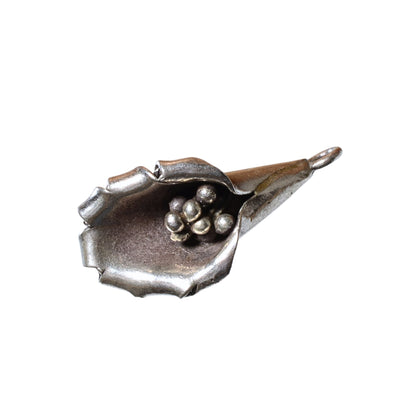 Vintage Sterling Silver Calla Lily Charm Pendant - 34mm Floral Design