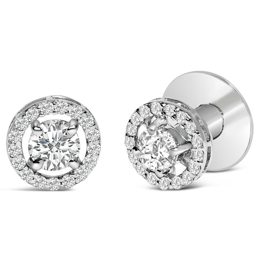 Men's 14K White Gold 1 3/4 Cttw Lab Grown Diamond Halo Cufflink