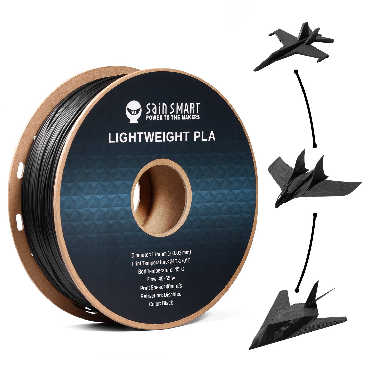 LW-PLA Filament, 1.75mm, Black & White, 1KG, Lightweight Low-Density Active Foaming PLA for 3D Print RC Planes Drone Parts — photo 6 of 10