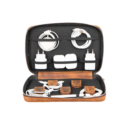 Leather Tech Organizer Case - Rich Brown - Oslo
