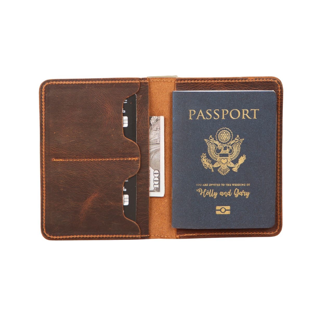 Leather Passport Holder - Dark Brown - Milan