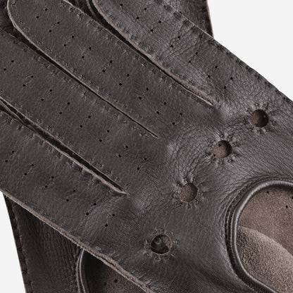 Leonardo (dark brown) - Italian driving gloves made of American deerskin leather — photo 4 of 10