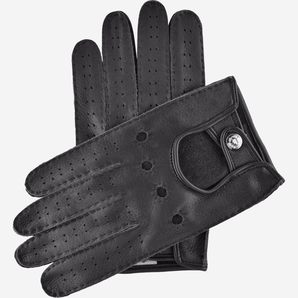 Leonardo (black) - Italian driving gloves made of American deerskin leather — photo 1 of 10