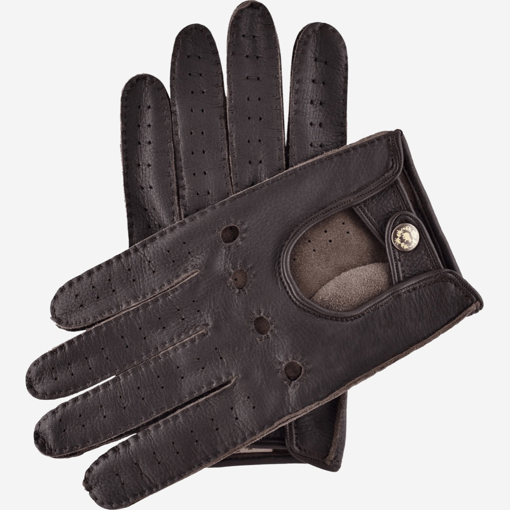 Leonardo (dark brown) - Italian driving gloves made of American deerskin leather — photo 2 of 10