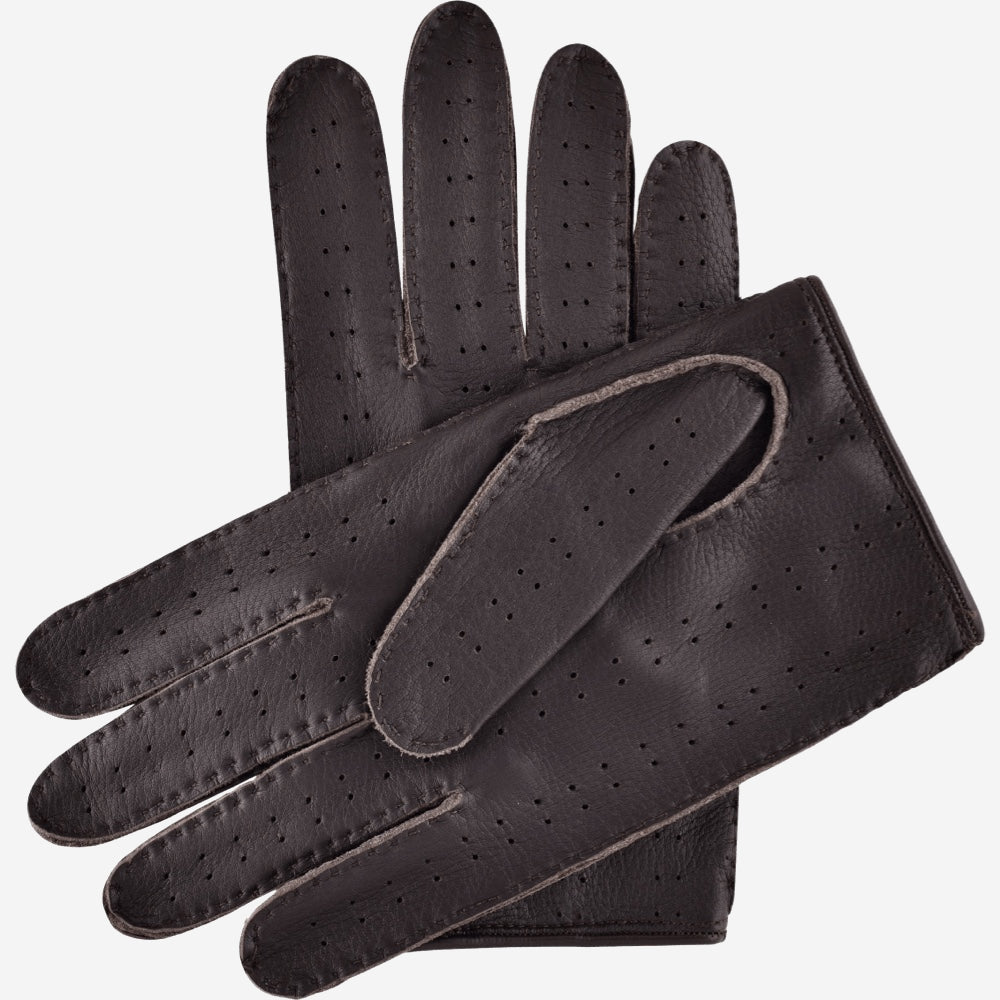 Leonardo (dark brown) - Italian driving gloves made of American deerskin leather — photo 5 of 10