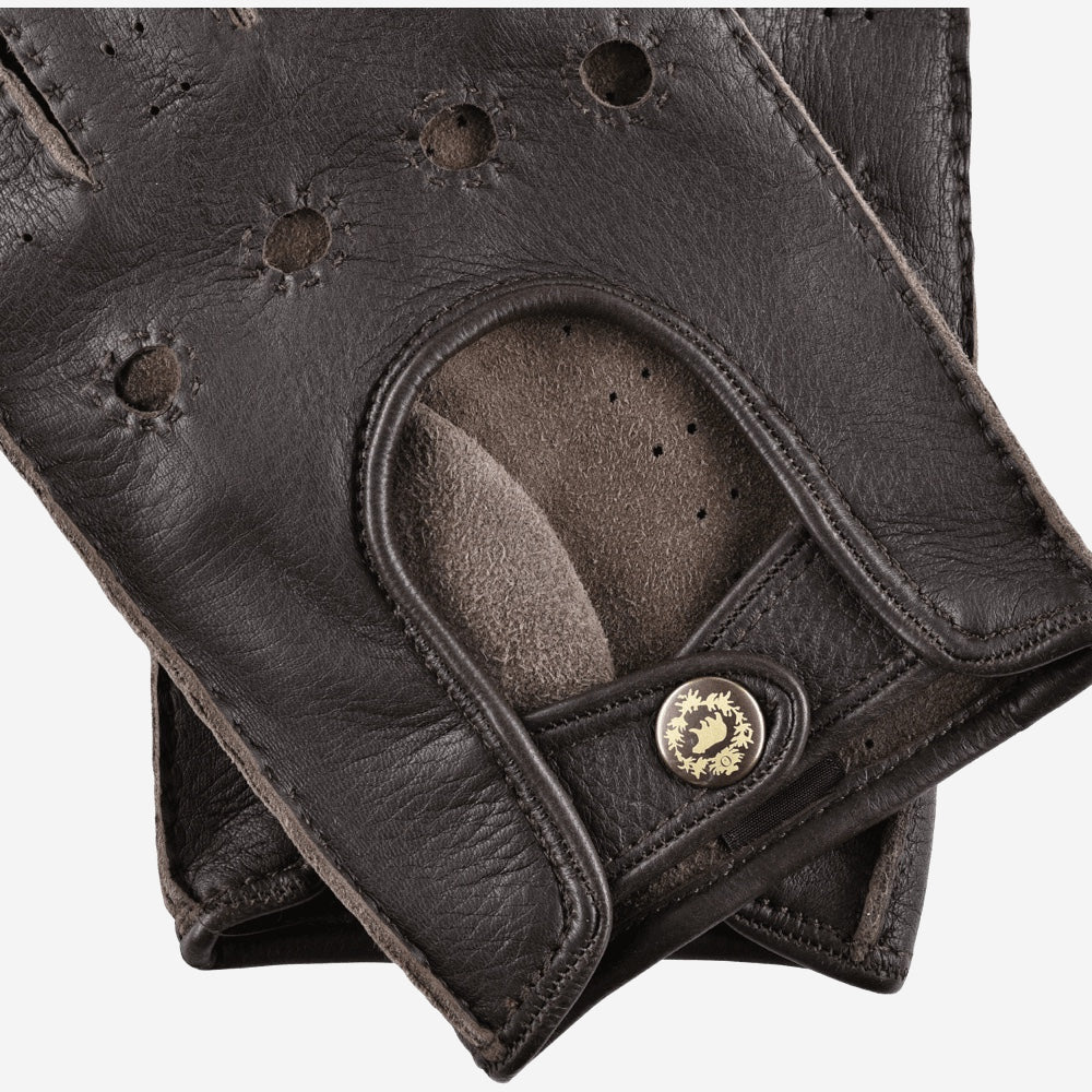Leonardo (dark brown) - Italian driving gloves made of American deerskin leather — photo 3 of 10
