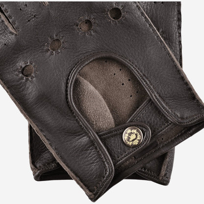 Leonardo (dark brown) - Italian driving gloves made of American deerskin leather — photo 3 of 10